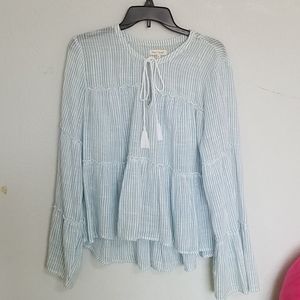 🦋Bell Sleeve Blue Striped Top🦋